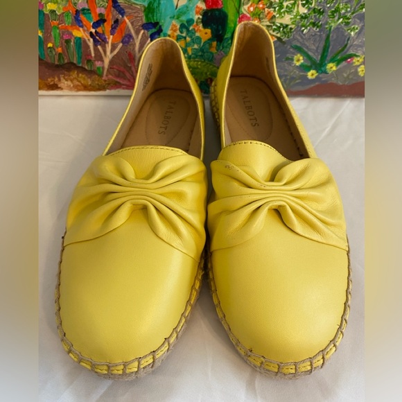 Talbots Izzy Cinched Nappa Yellow Leather Espadrille Slip-On, Loafers, 7 1/2 - Picture 2 of 11